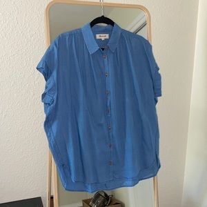 NWT Madewell Central Shirt in Bright Indigo- Sz L